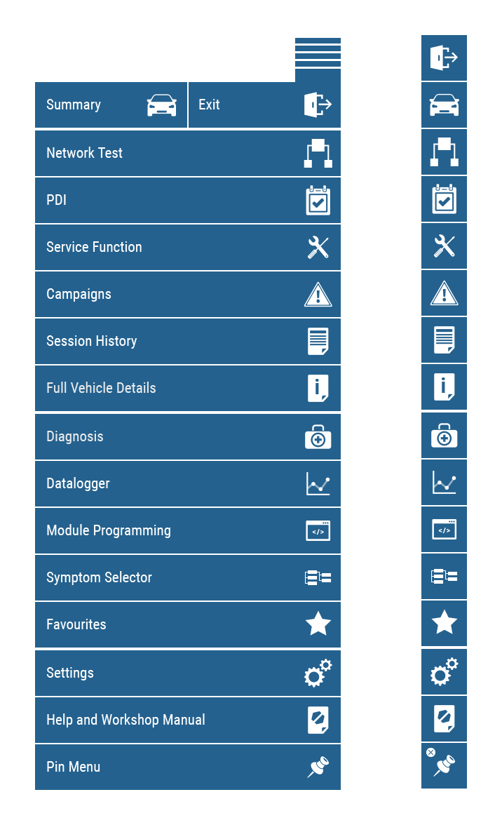 Full and icons-only menu